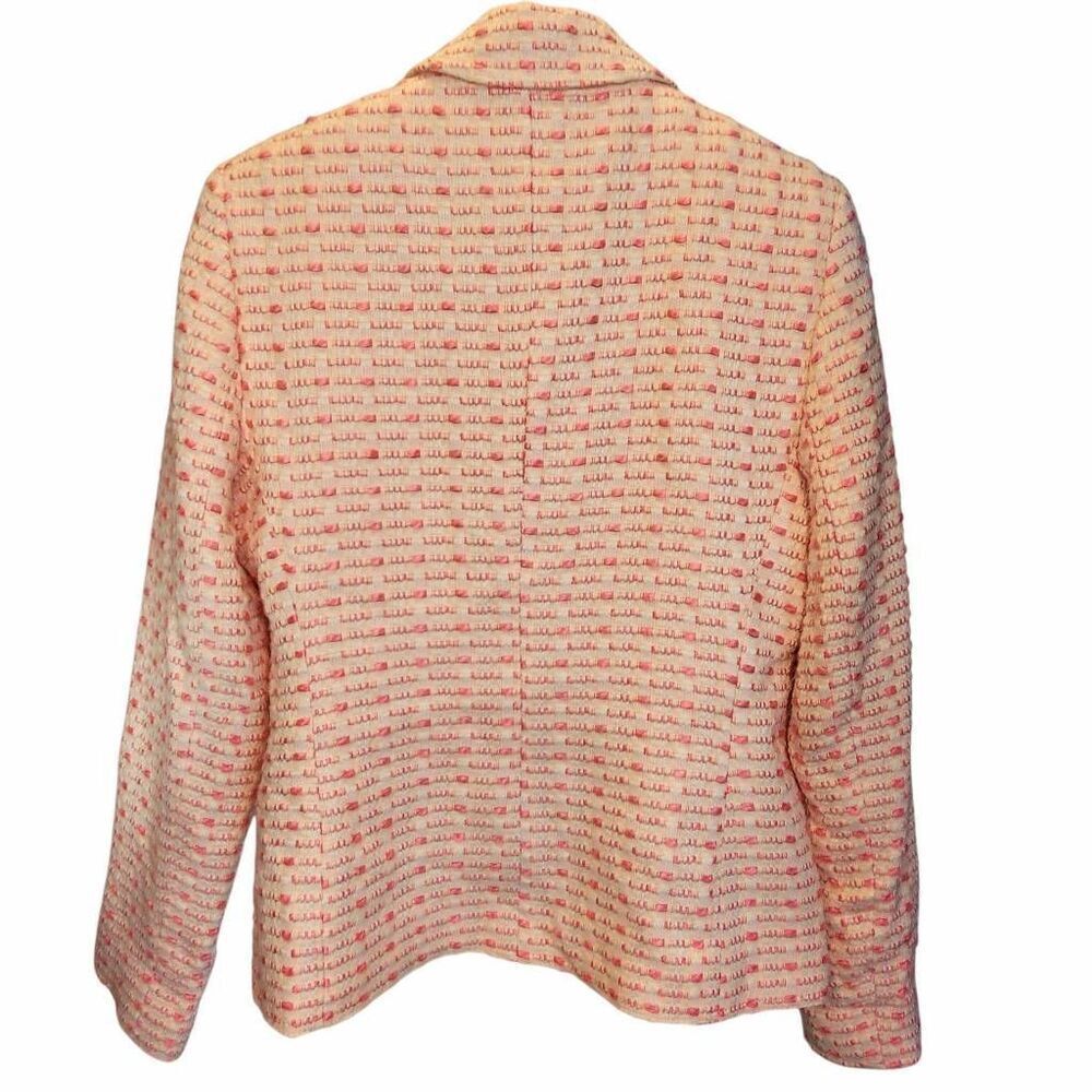 Vintage JG Hook Tweed Blazer Women's Pink Cream Textured Woven Career Preppy Jac - Picture 2 of 11